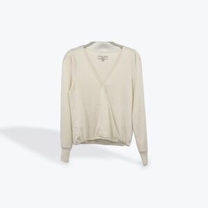 Texture & Thread Madewell XXS Wrap Top Long Sleeve Cream Knit Blouse